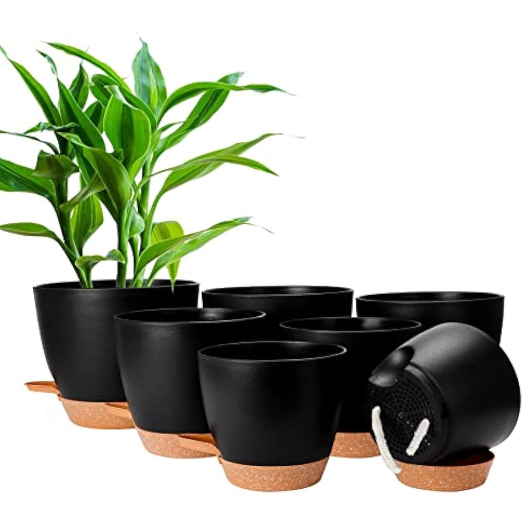 CSYY Self Watering Plant Pots | 7-Pack Plastic Planters with Drainage