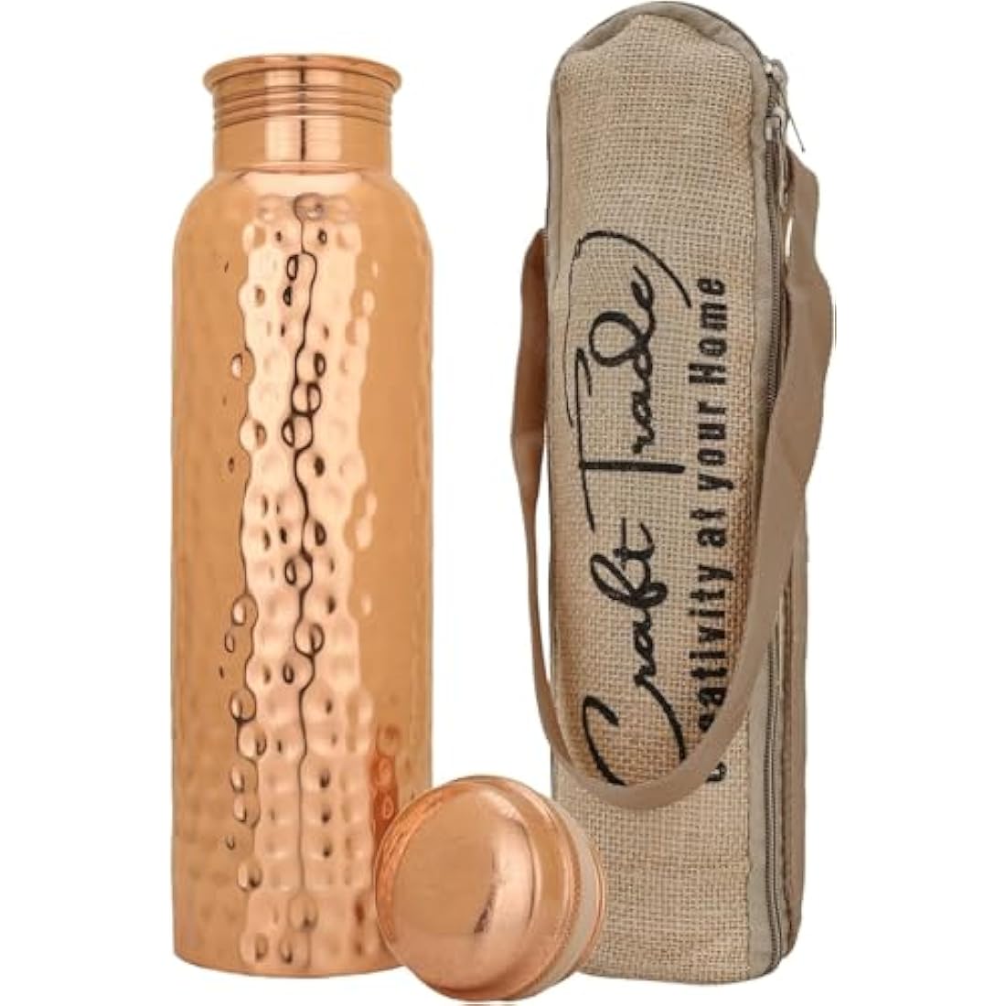 Craft Trade Pure Copper Water Bottle Set of 2 | 1 Litre Leak Proof Flask