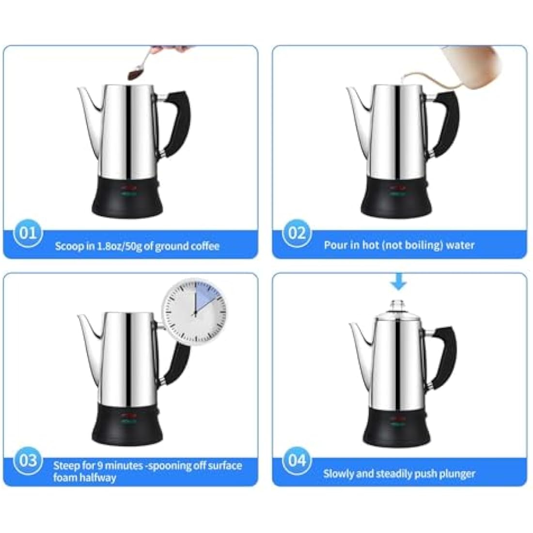 12-Cup Electric Coffee Percolator | Stainless Steel 1.2L