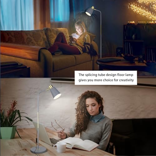 Jolof Store Industrial Floor Lamp – Adjustable Metal Task Light (Grey)