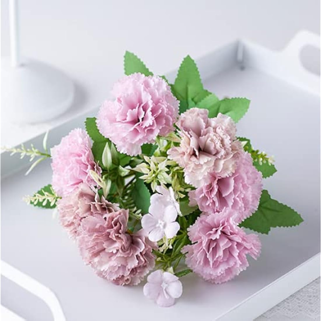 Artificial Silk Carnations - 3 Bunches White Faux Flowers