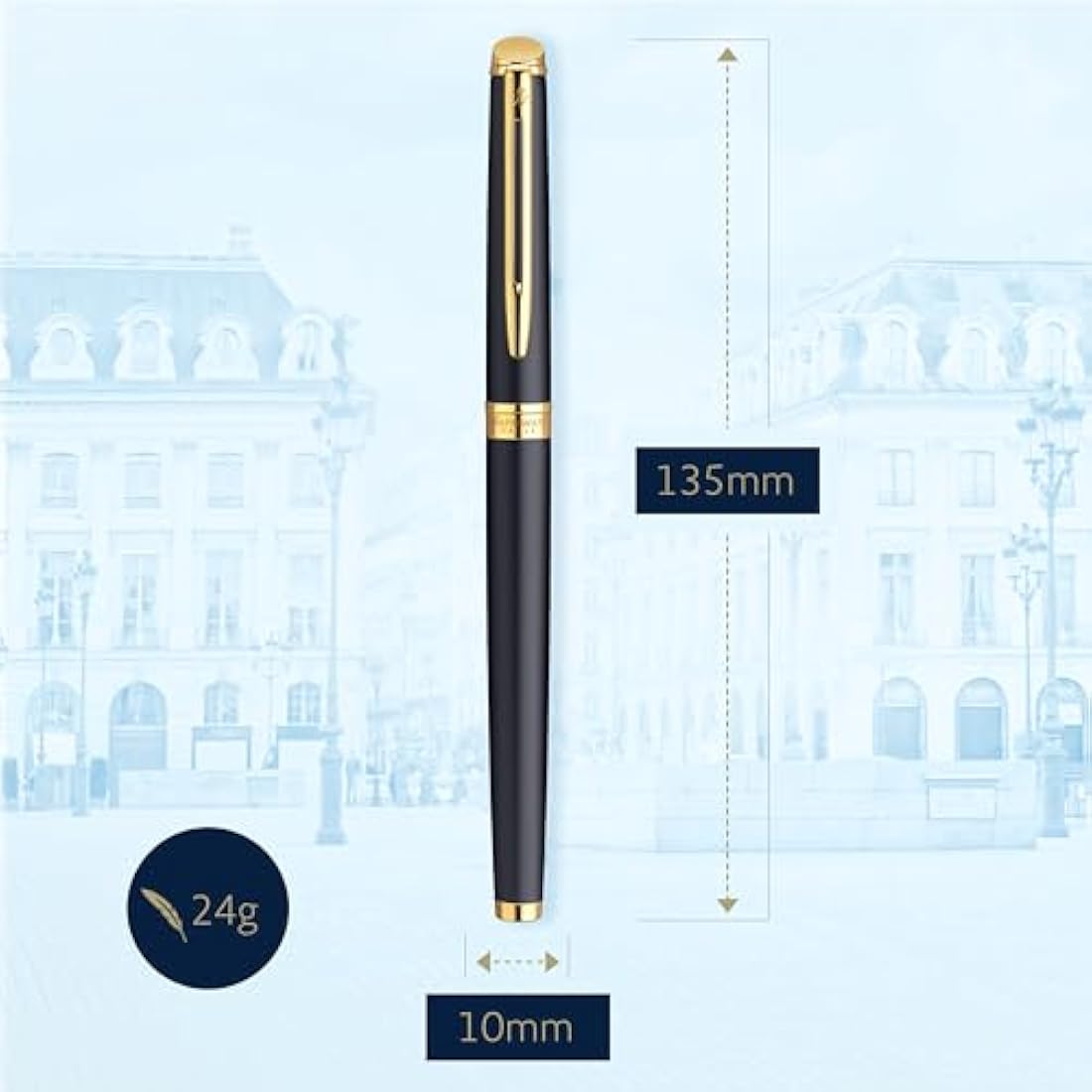 Waterman Hémisphère Fountain Pen – Matte Black & 23k Gold Trim, Fine Nib