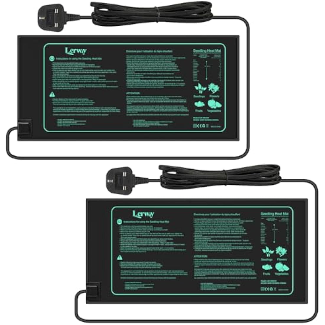 LERWAY Seedling Heat Mat – 21W Waterproof Plant Warming Pad, 2-Pack