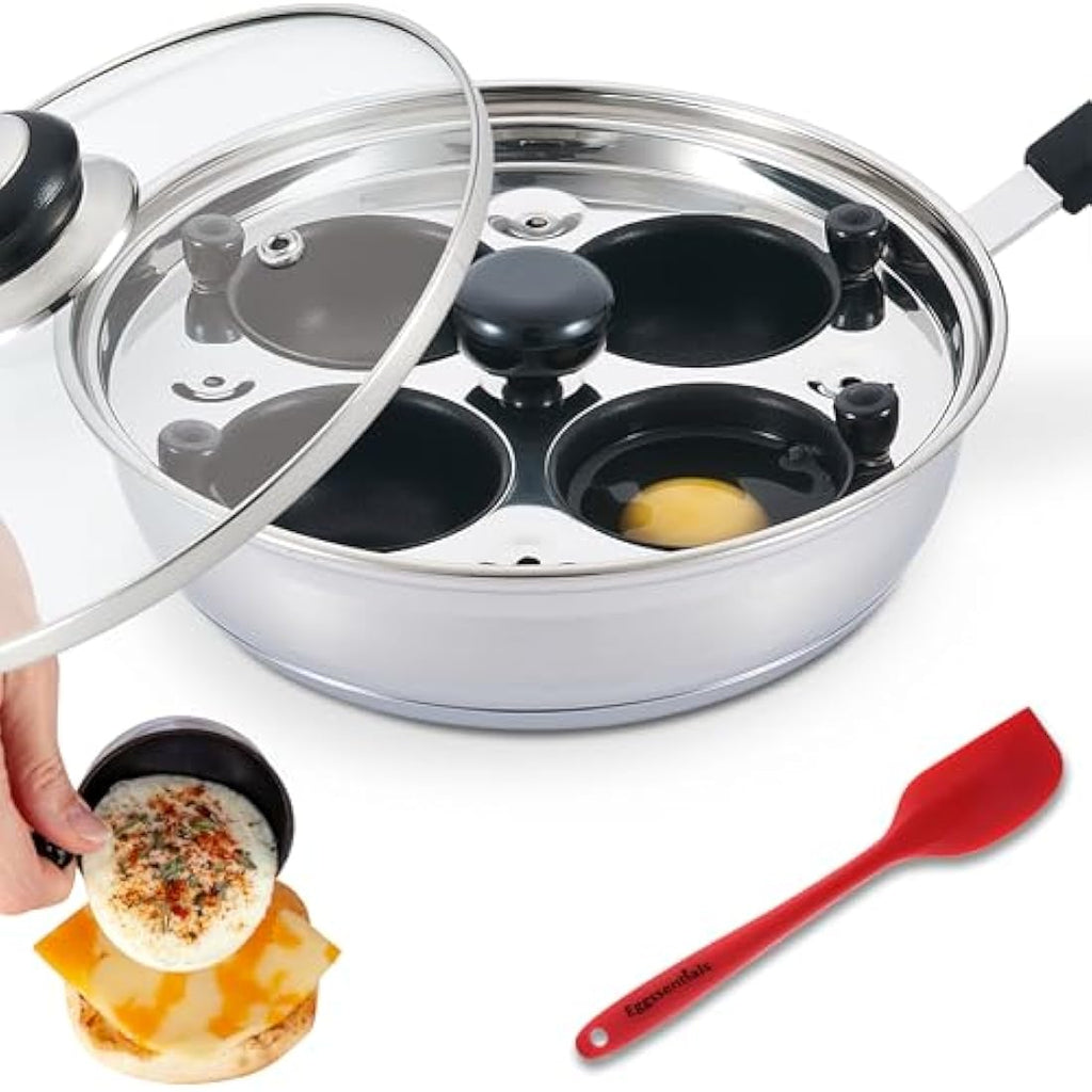 Eggssentials 4-Cup Egg Poacher Pan – Nonstick Stainless Steel Induction