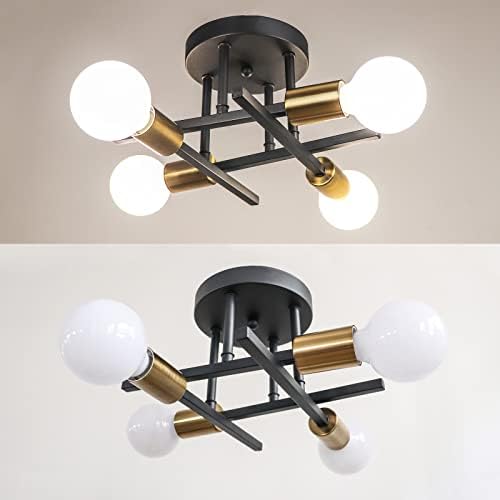Jolof Store Modern Sputnik Chandelier – 4-Light Industrial Brass Fixture