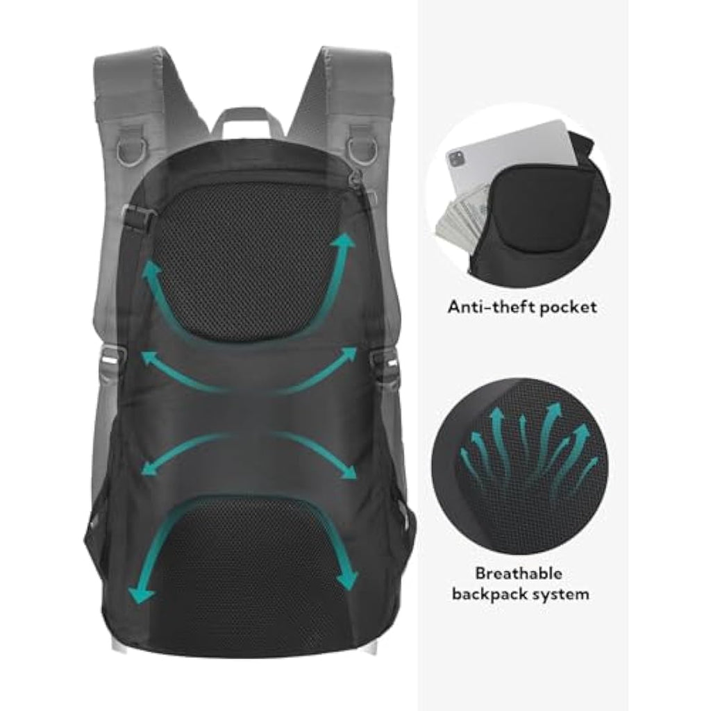Waterfly 25L Hiking Backpack – Water Resistant Daypack with Rain Cover