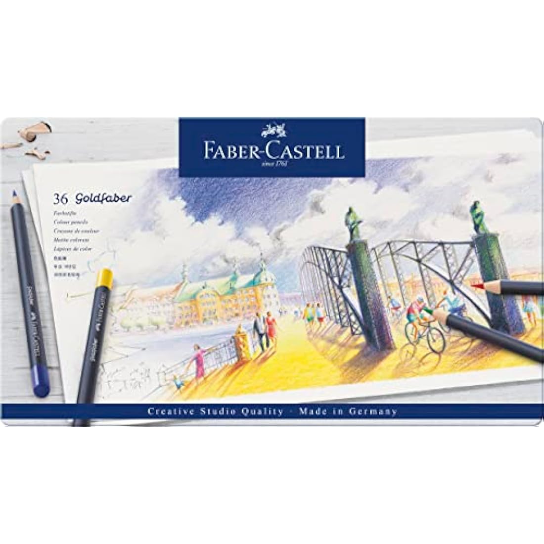 Faber-Castell Goldfaber Colour Pencils – Tin of 36 Professional Art Set