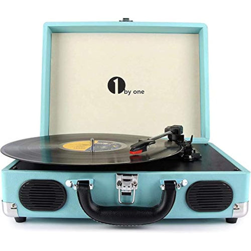 1 BY ONE Bluetooth Record Player – 3-Speed Portable Vinyl Turntable