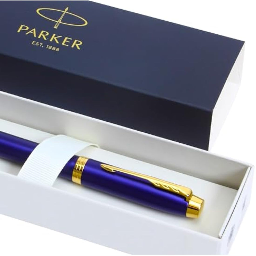 Parker IM Premium Fountain Pen – Lustrous Blue Lacquer with Gold Trim