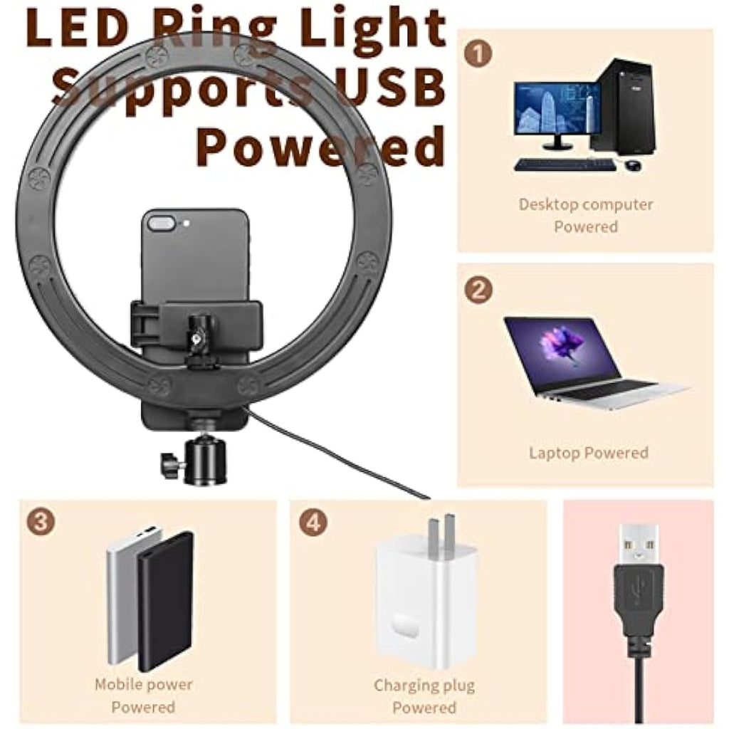 AIXPI 10" Ring Light with 67" Tripod Stand and Phone Holder