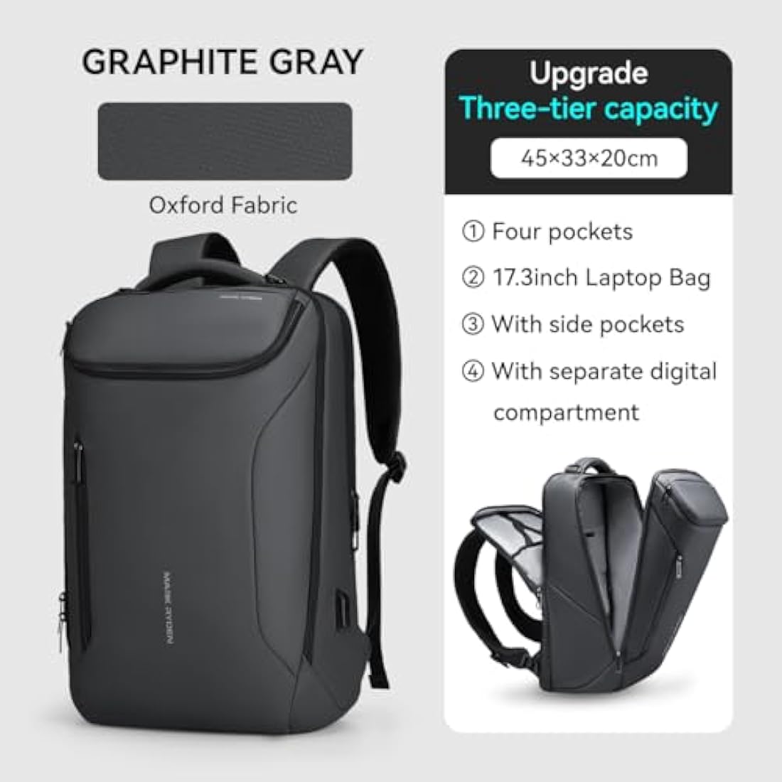 Mark Ryden 17.3" Laptop Backpack – Waterproof Business Travel Bag