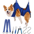 Kkiimatt Dog Grooming Hammock Harness with Nail Clippers - Blue, Large