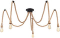 Retro Hemp Rope Industrial Chandelier – 5-Light Pendant Fixture