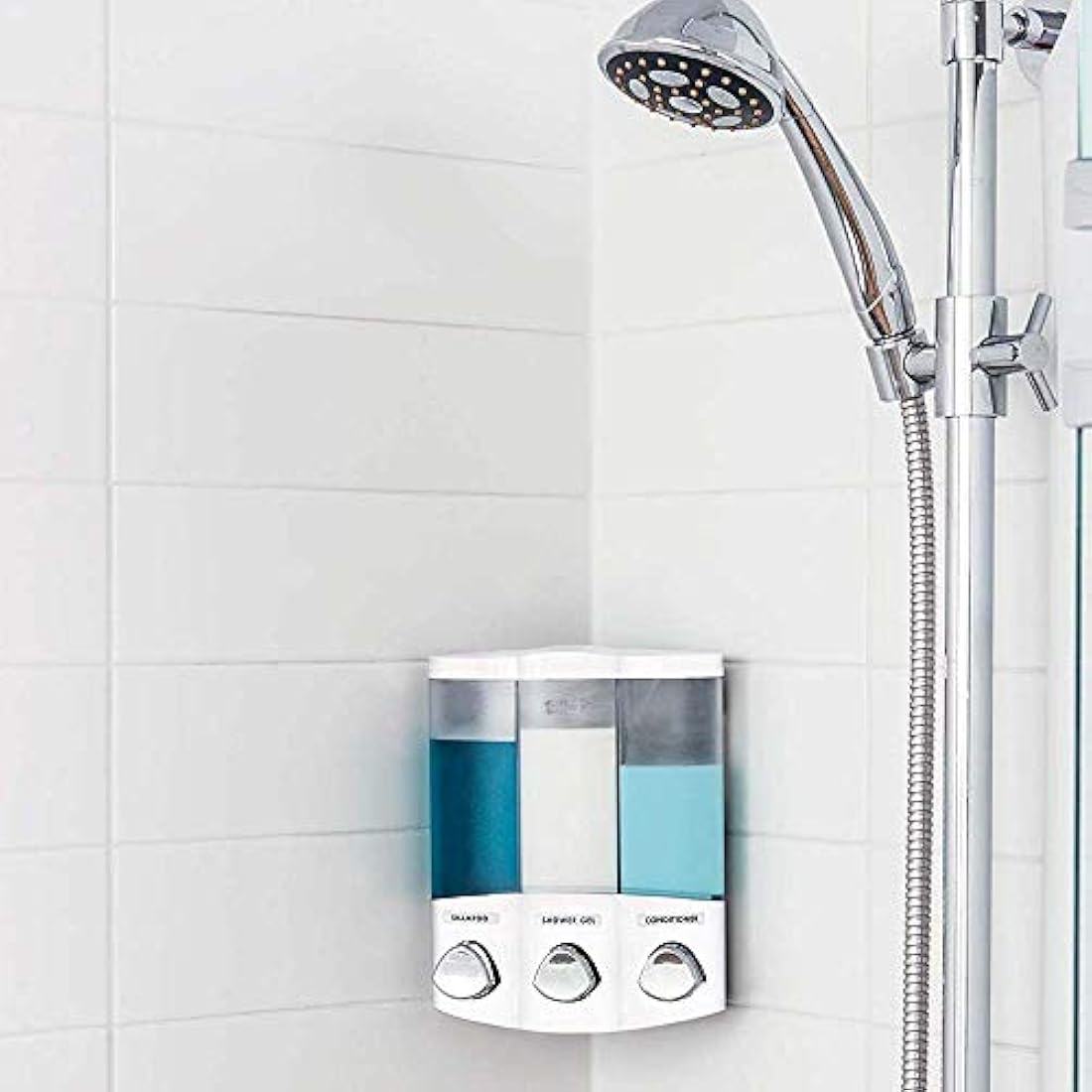 Better Living Euro Trio 3-Chamber Shower Soap Dispenser - White