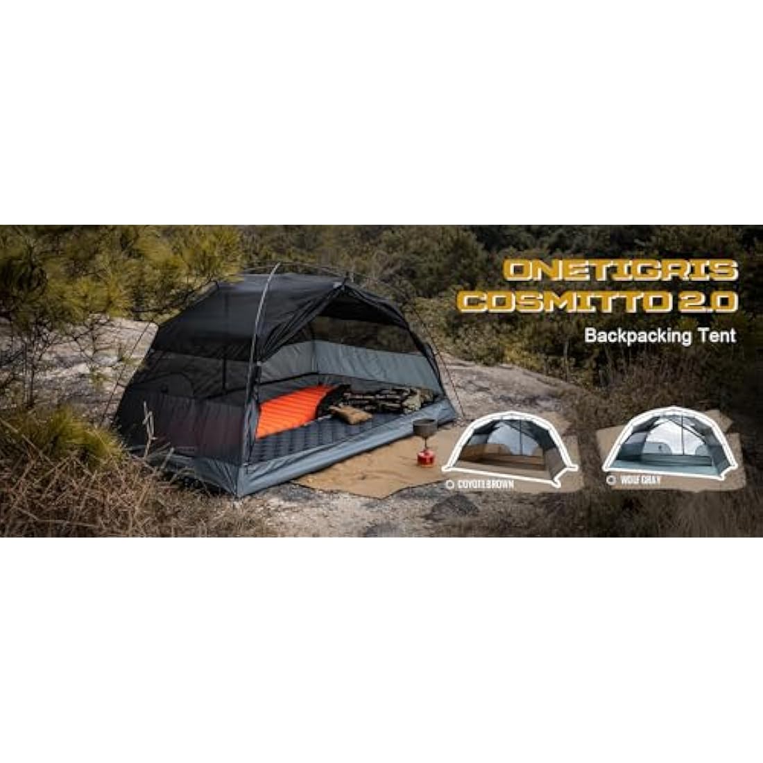 OneTigris COSMITTO 2 Person Backpacking Tent | Waterproof 3-Season Tent