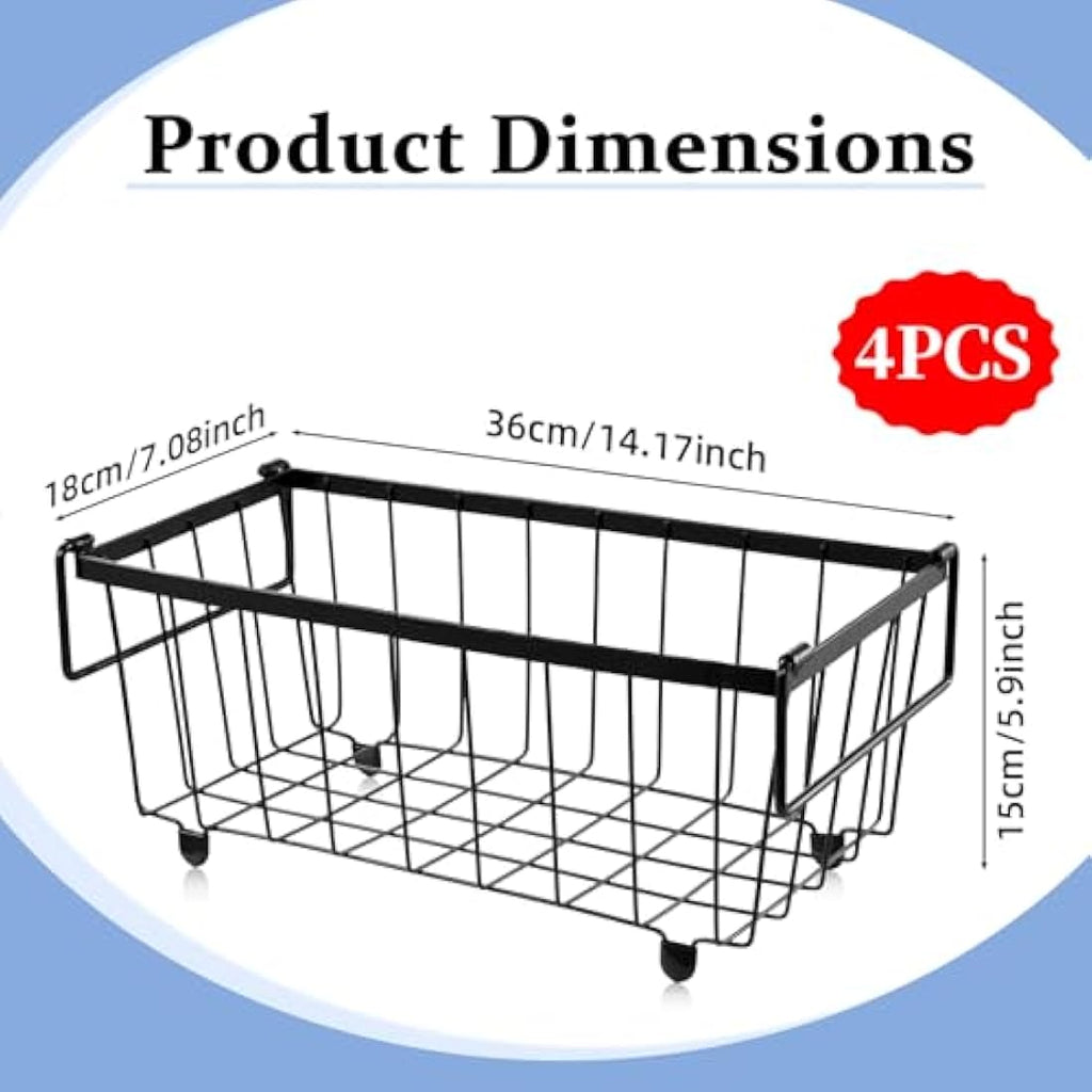 Teodute 4 Pack Chest Freezer Baskets – Stackable Wire Organizer Bins