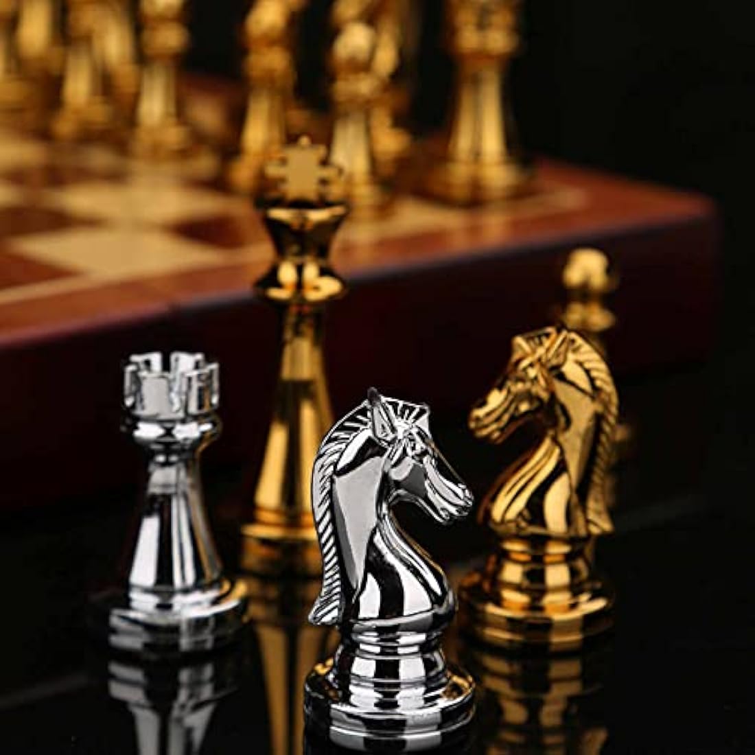 Jolof Store Luxury Metal Chess Set – Portable Folding Board Strategy Game