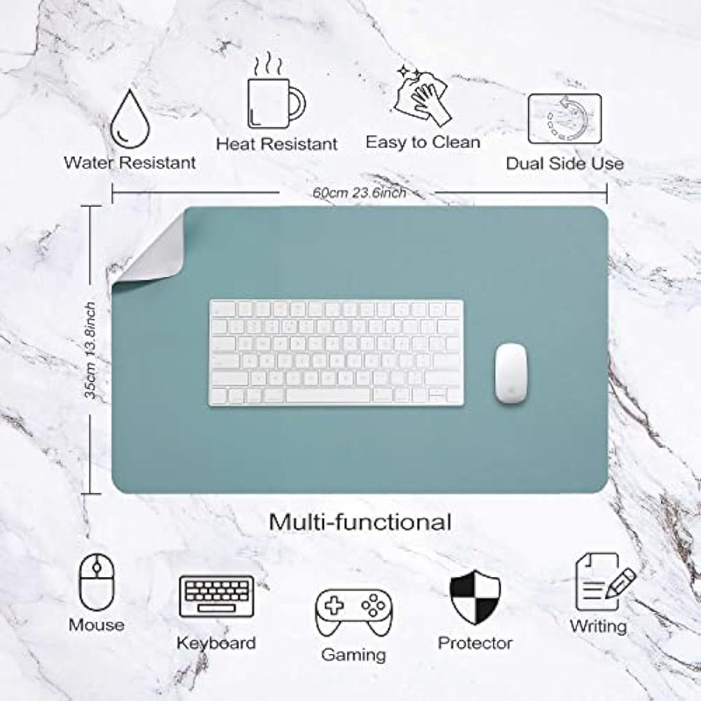 DOBAOJIA Dual-Side PU Leather Desk Pad - Waterproof Mouse Mat, Grey