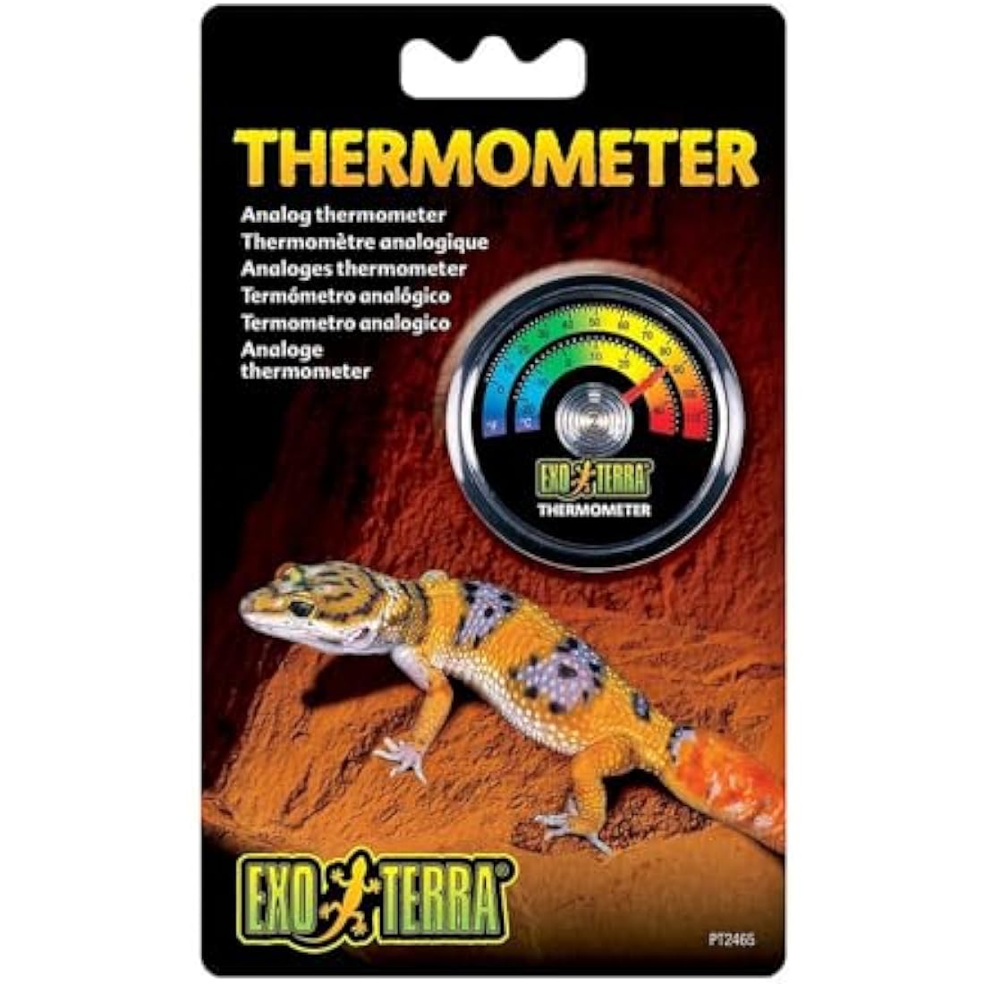 Exo Terra Dial Thermometer – Terrarium Temperature Monitor, Black & Gray