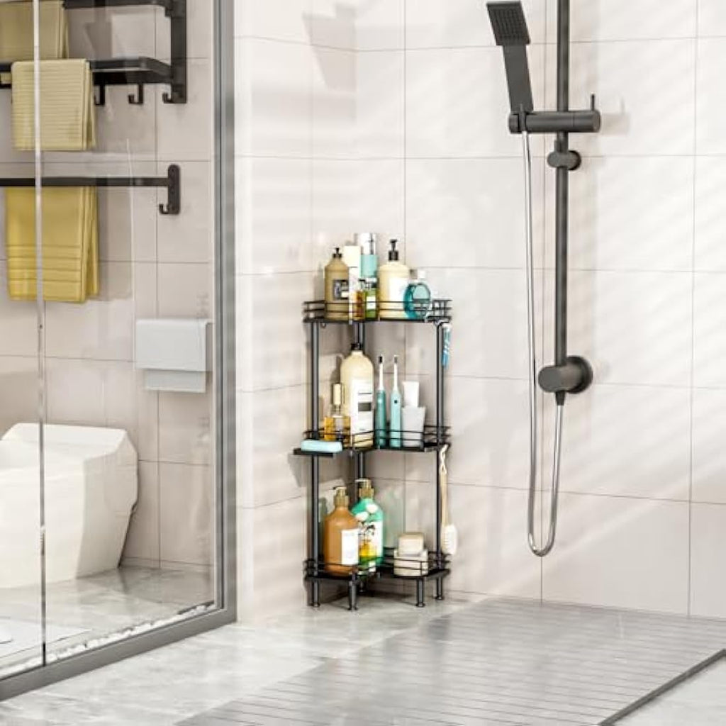 HapiRm 3-Tier Corner Shower Caddy | Stainless Steel Freestanding Storage