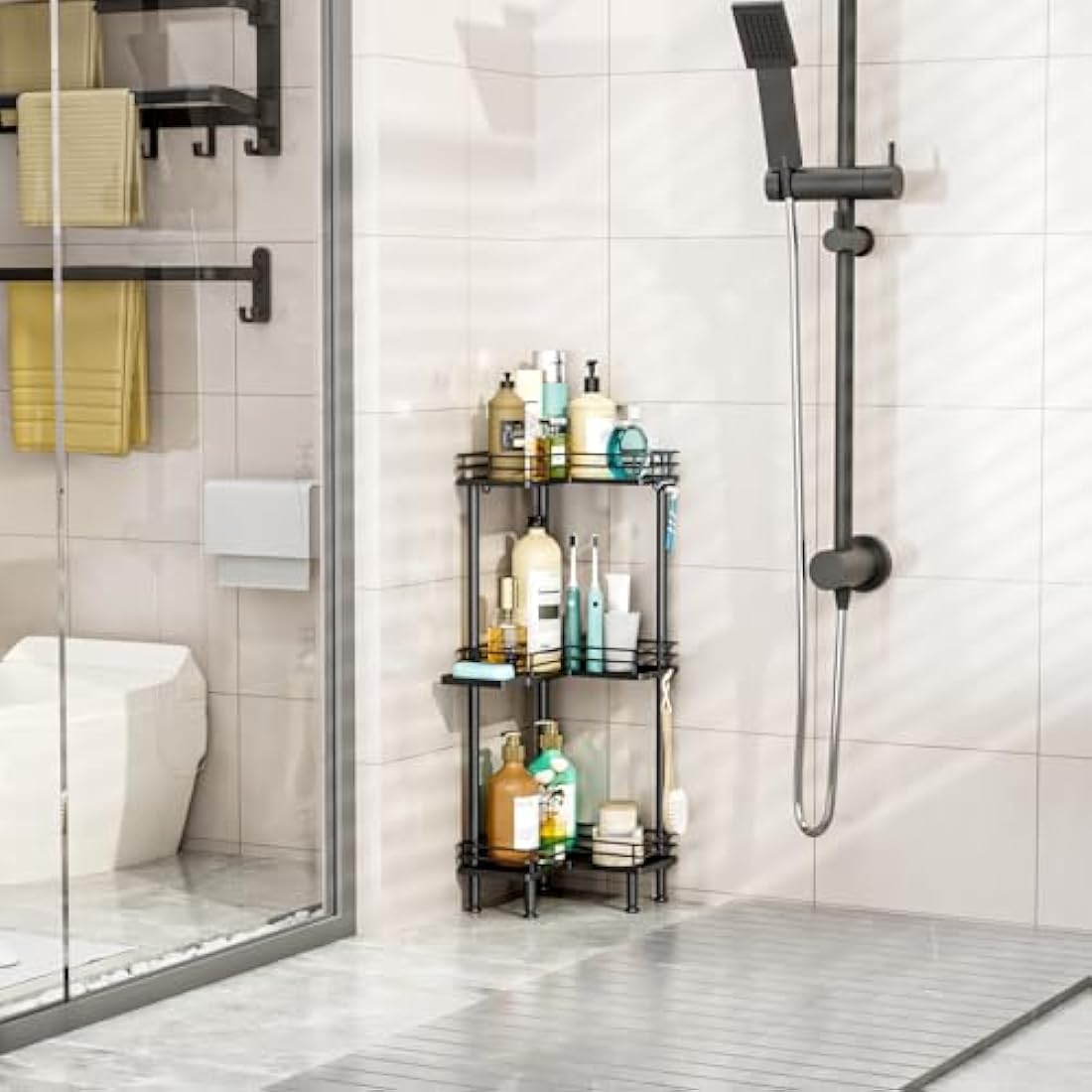 HapiRm 3-Tier Corner Shower Caddy | Stainless Steel Freestanding Storage