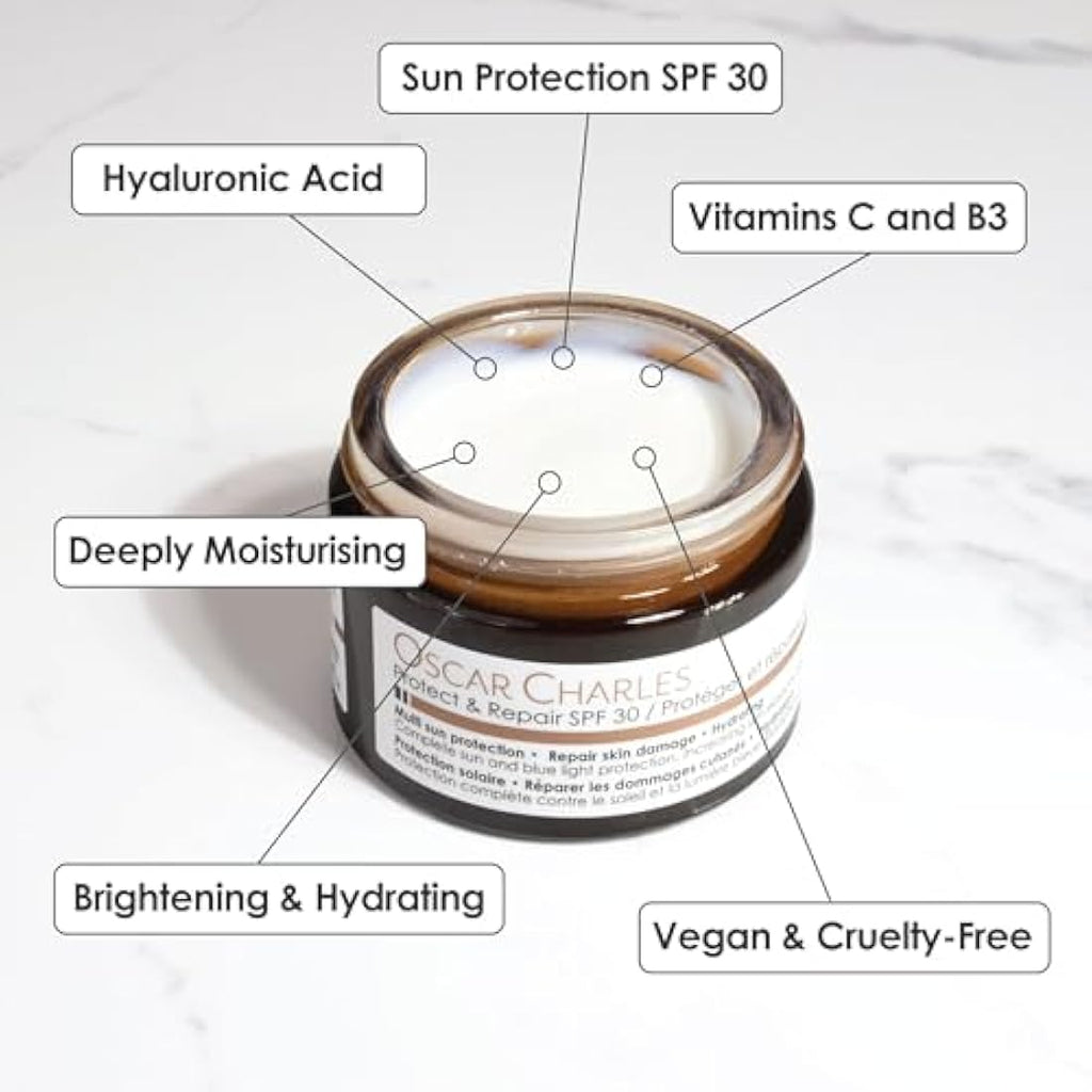 Oscar Charles SPF 30 Moisturiser | Hyaluronic Acid & Vitamin C Cream