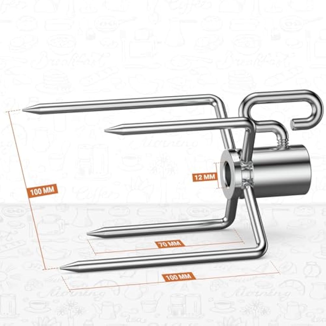 Onlyfire Rotisserie Skewer Forks for 8x8mm Square Spit Rods - 2 Pack