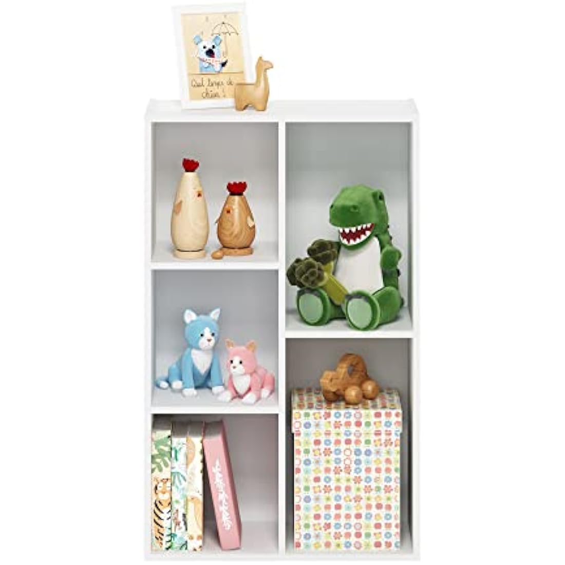 Furinno Luder 5-Cube Open Storage Shelf – White Composite Wood Unit
