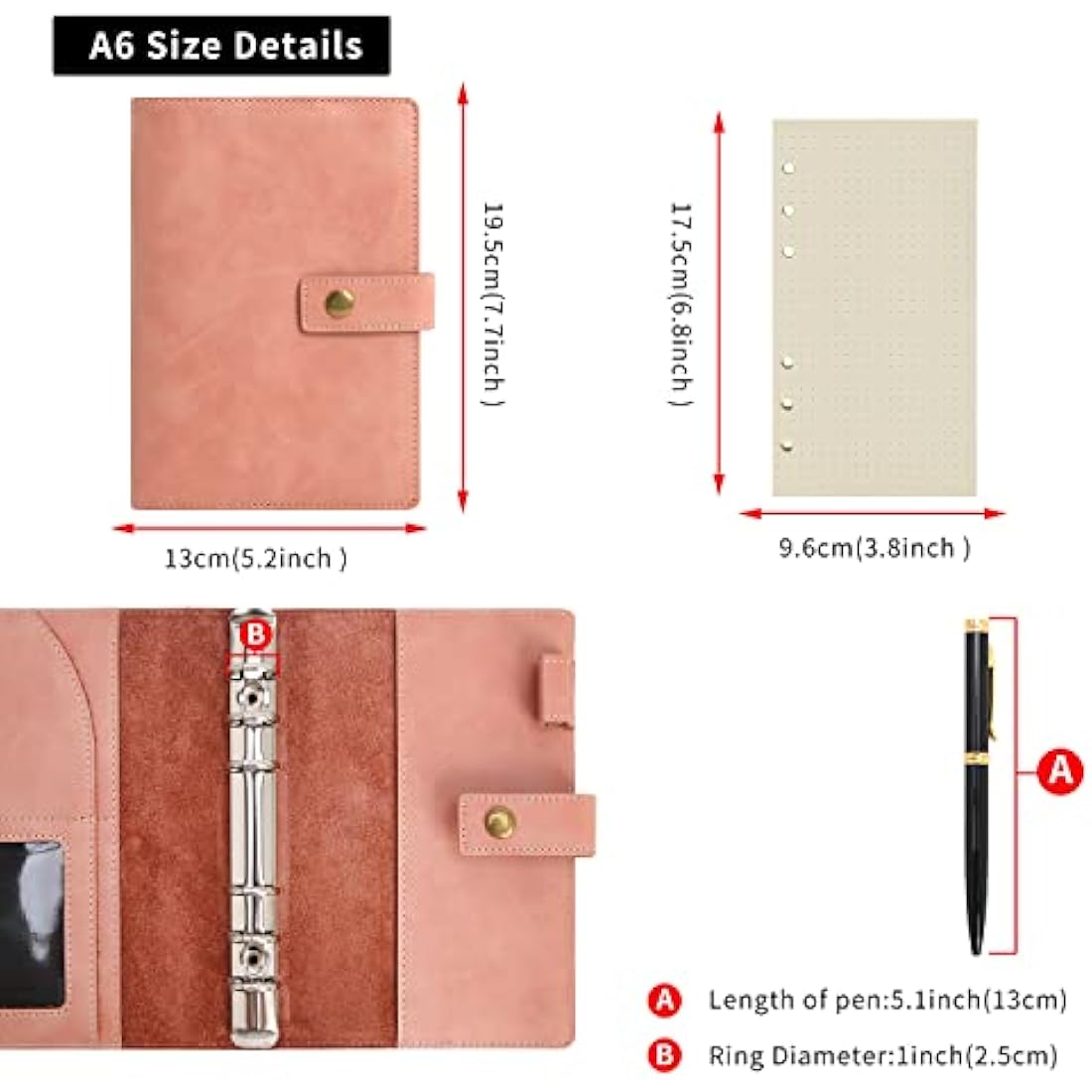 Jolof Store A6 Leather Refillable Notebook – Dot Grid Spiral Journal