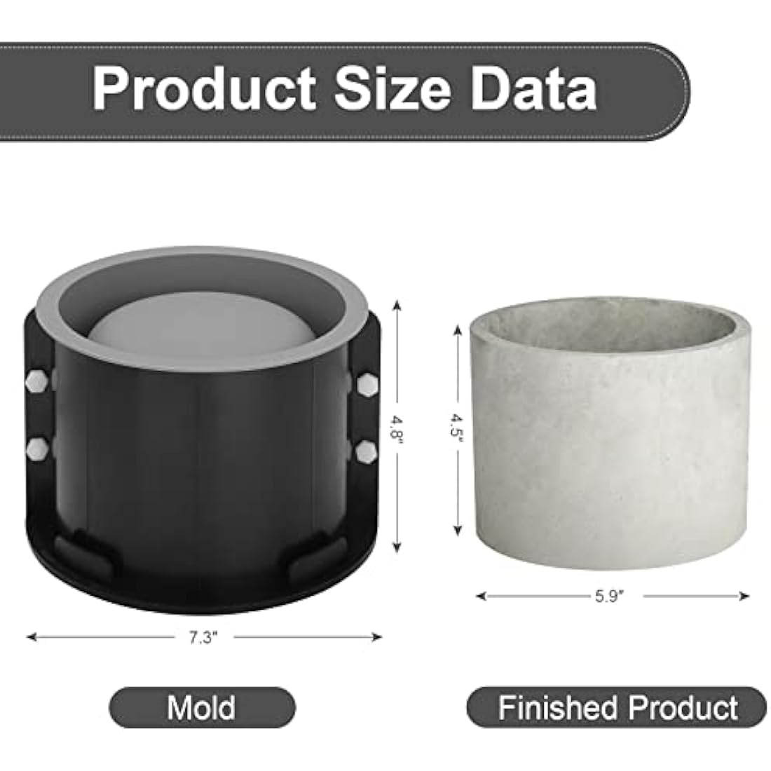 Osilifen 7 Inch Large Round Silicone Planter Mold for Concrete & Cement