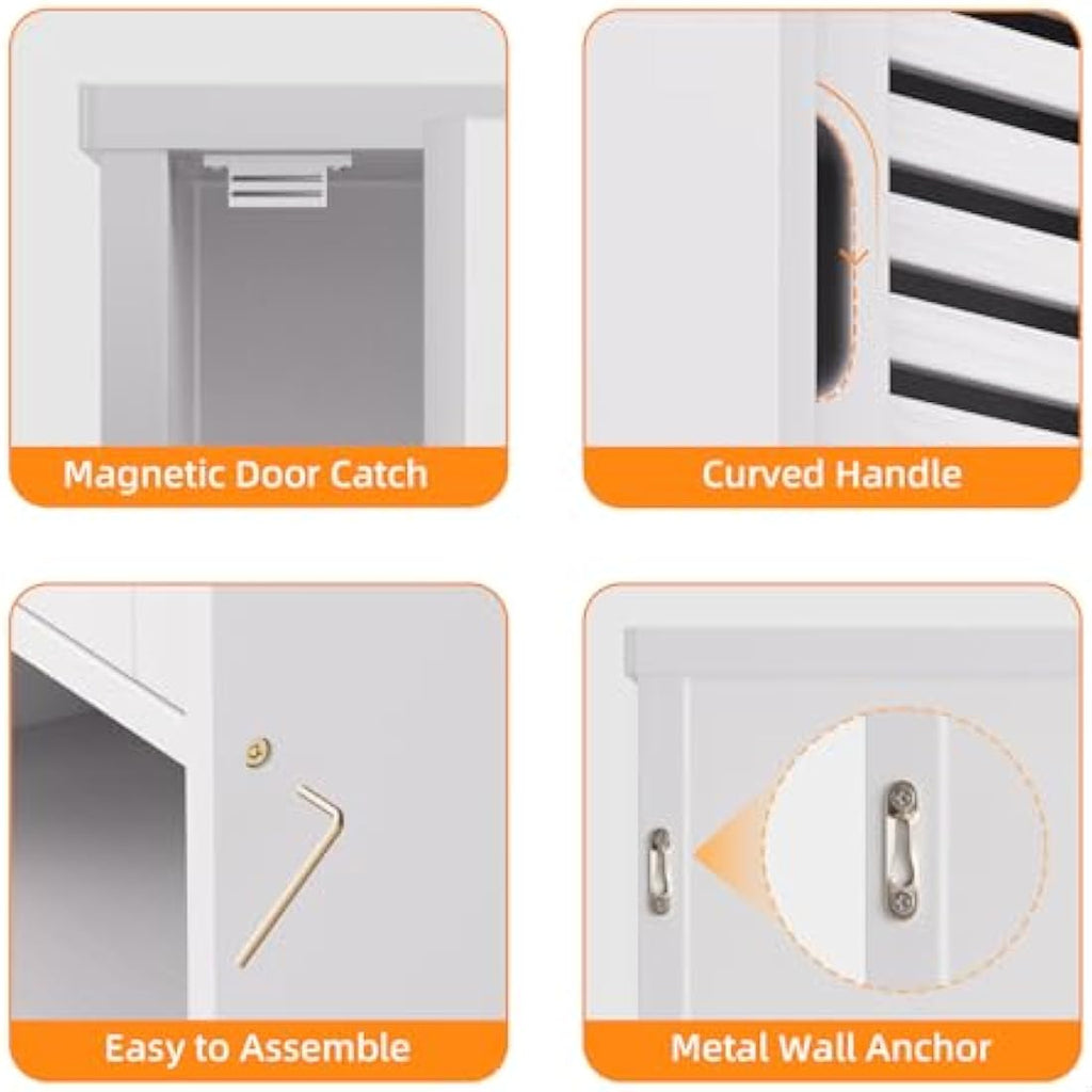 HITNET White Bamboo Bathroom Wall Cabinet | Hanging Medicine Cupboard
