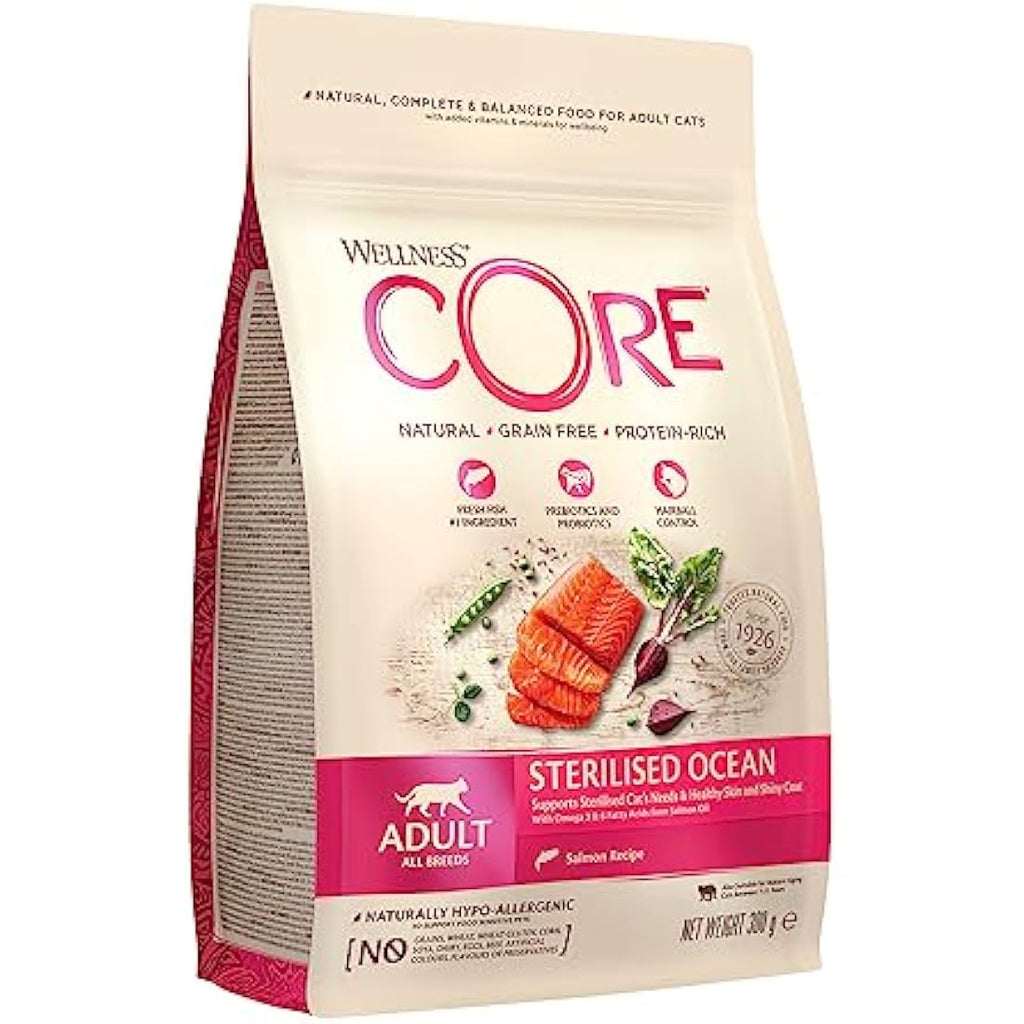 Wellness CORE Grain-Free Salmon Dry Cat Food for Sterilised Cats - 300g