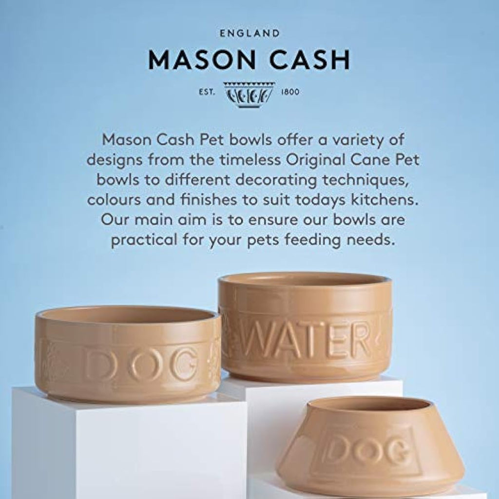 Mason Cash Grey Stoneware Dog Bowl | 15cm Durable Small Pet Bowl