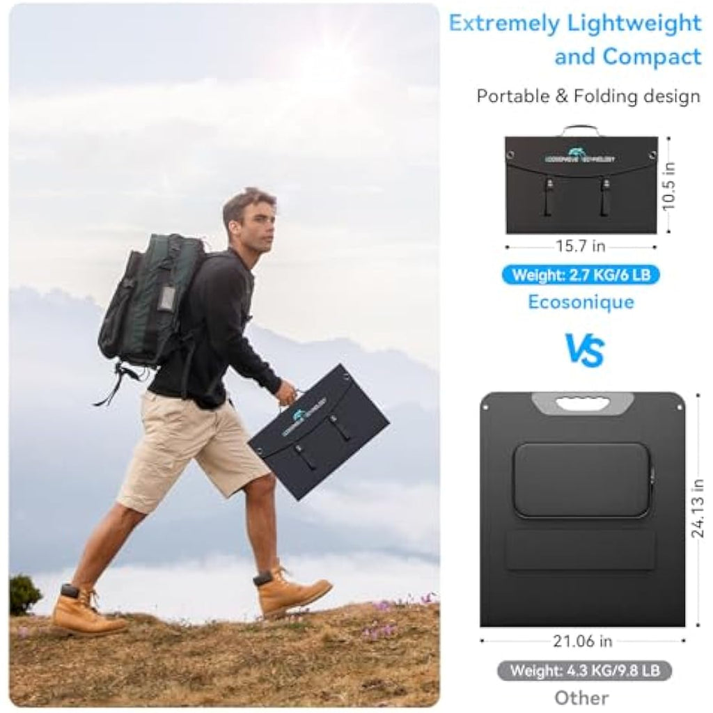 Ecosonique 100W Portable Solar Panel | Foldable Charger with Kickstand