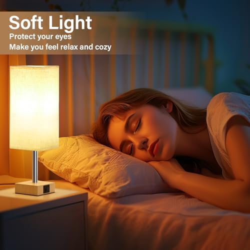 Jolof Store Bedside Lamps Set of 2 | 3-Way Dimmable Touch Lamps with USB