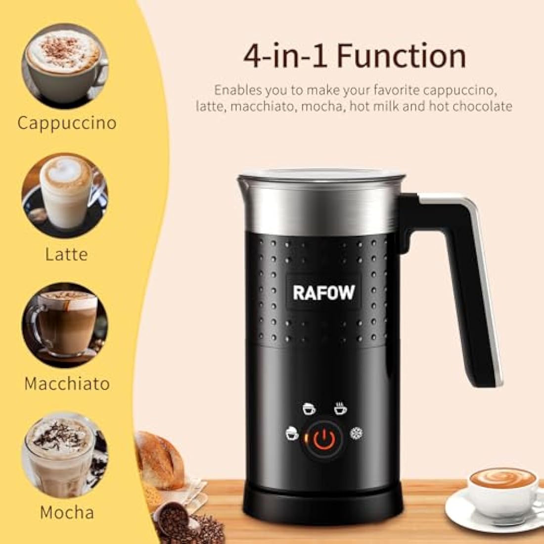 4-in-1 Electric Milk Frother | 300ml Automatic Steamer