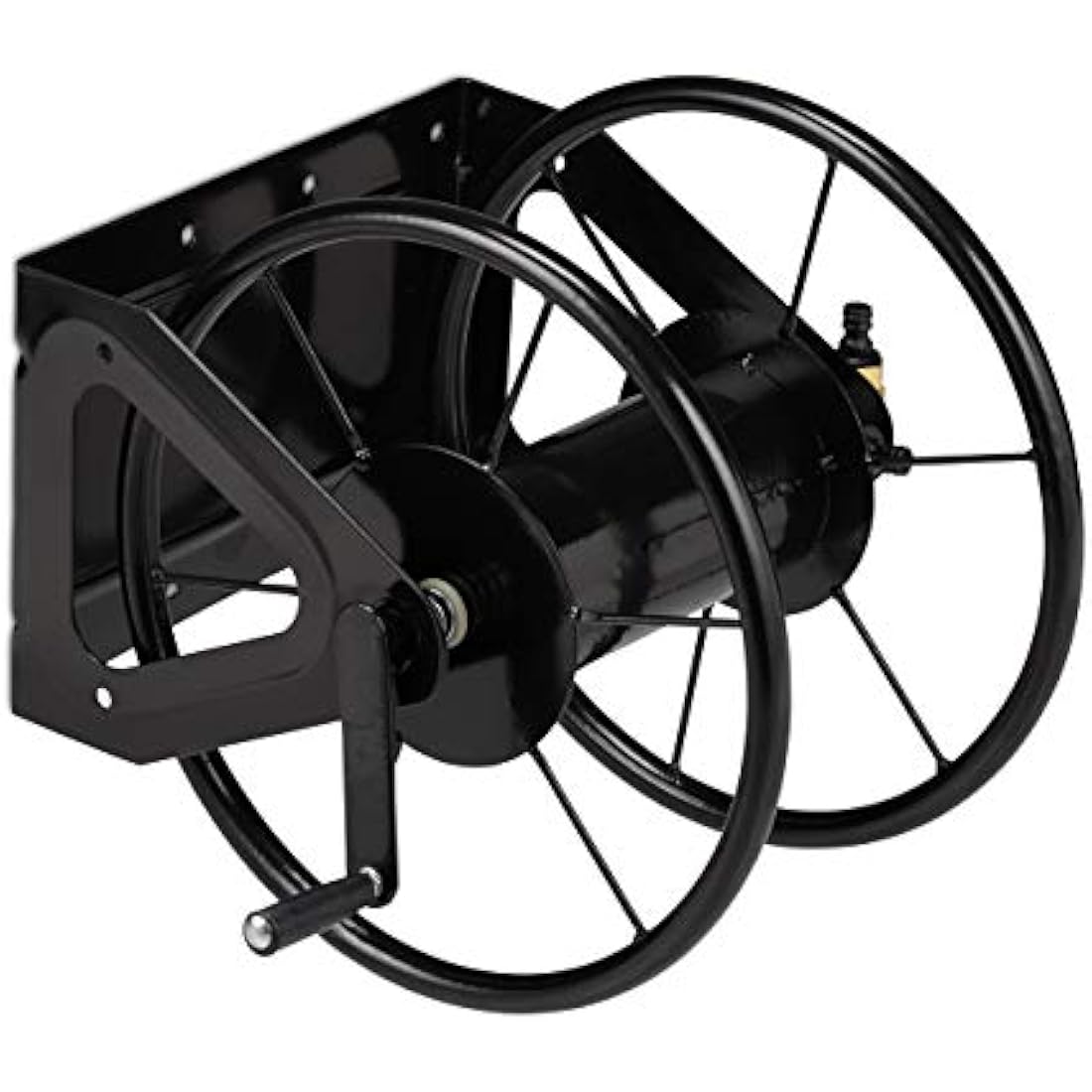 Relaxdays Wall-Mounted Hosepipe Reel - Steel Holder for 60m Hose, Black