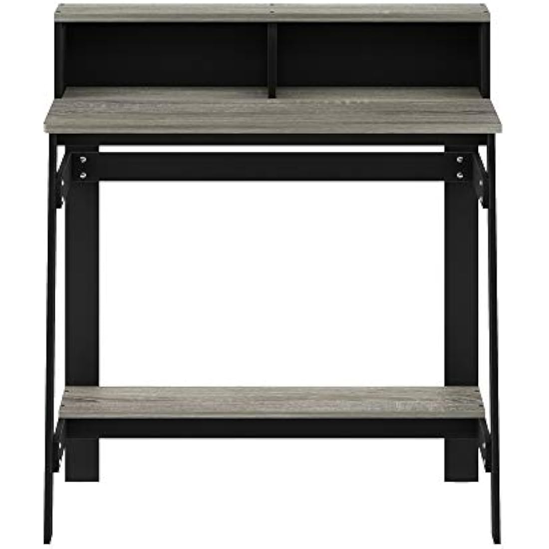 Furinno Simplistic A-Frame Computer Desk with Hutch - Black/French Oak