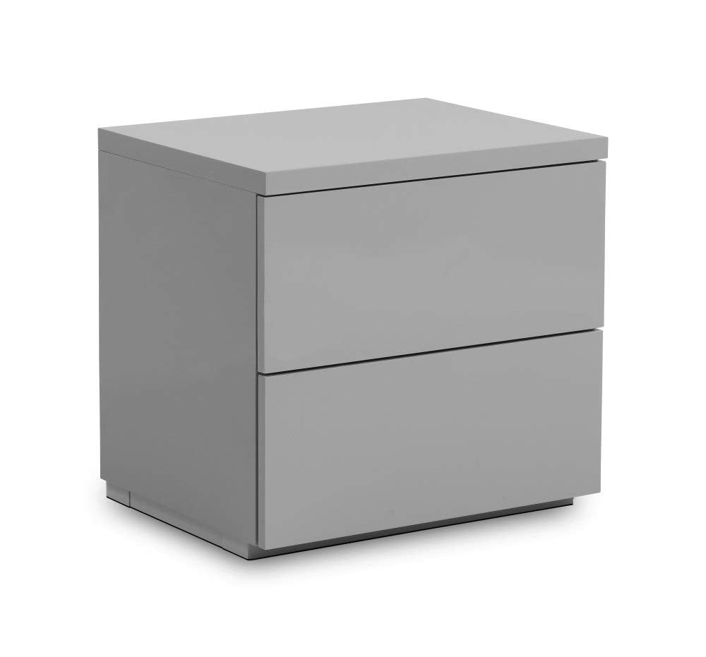 Julian Bowen Monaco 2 Drawer Bedside Table - Grey High Gloss Finish