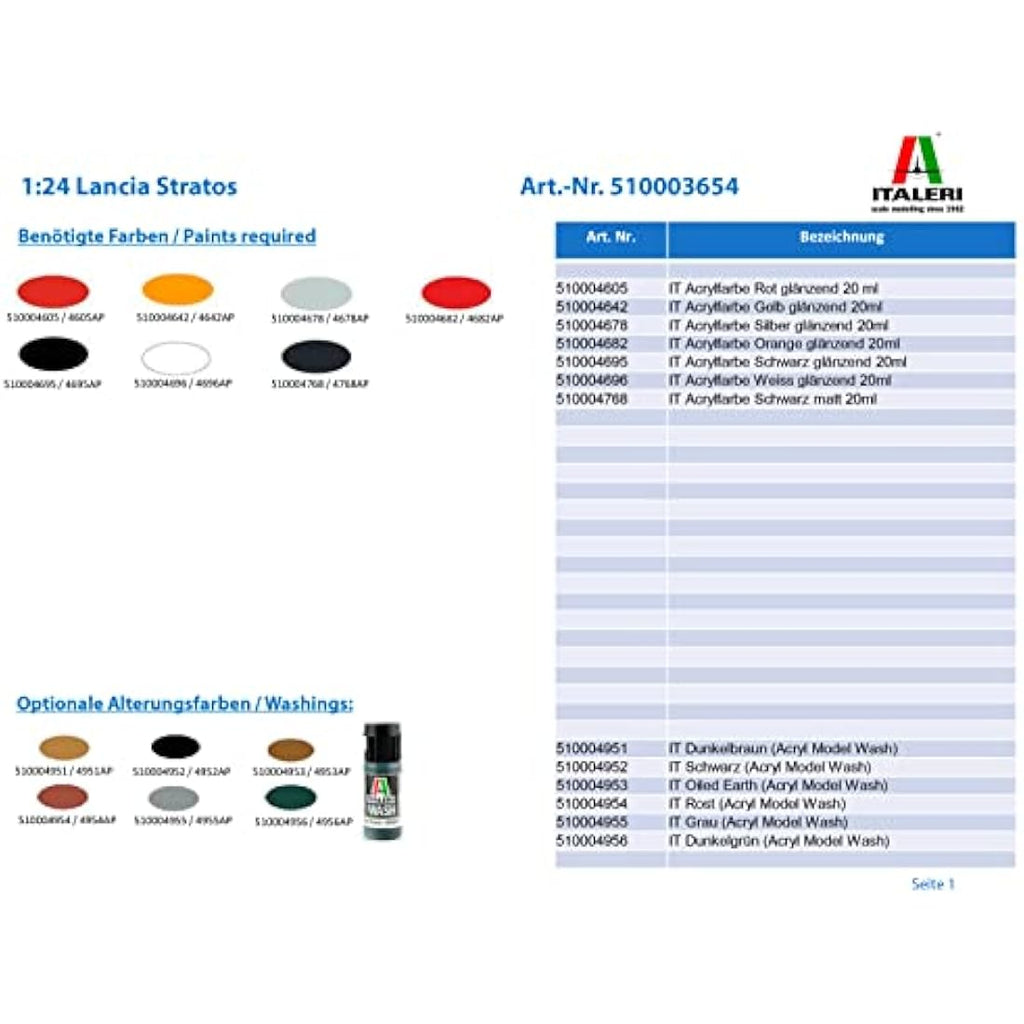 Italeri Lancia Stratos 1:24 Scale Model Car Kit – 154mm Vehicle
