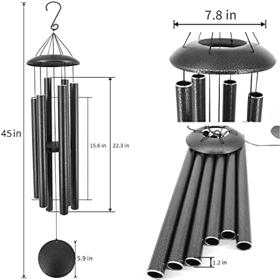 ASTARIN 45-Inch Memorial Wind Chimes | Deep Tone Metal Outdoor Decor
