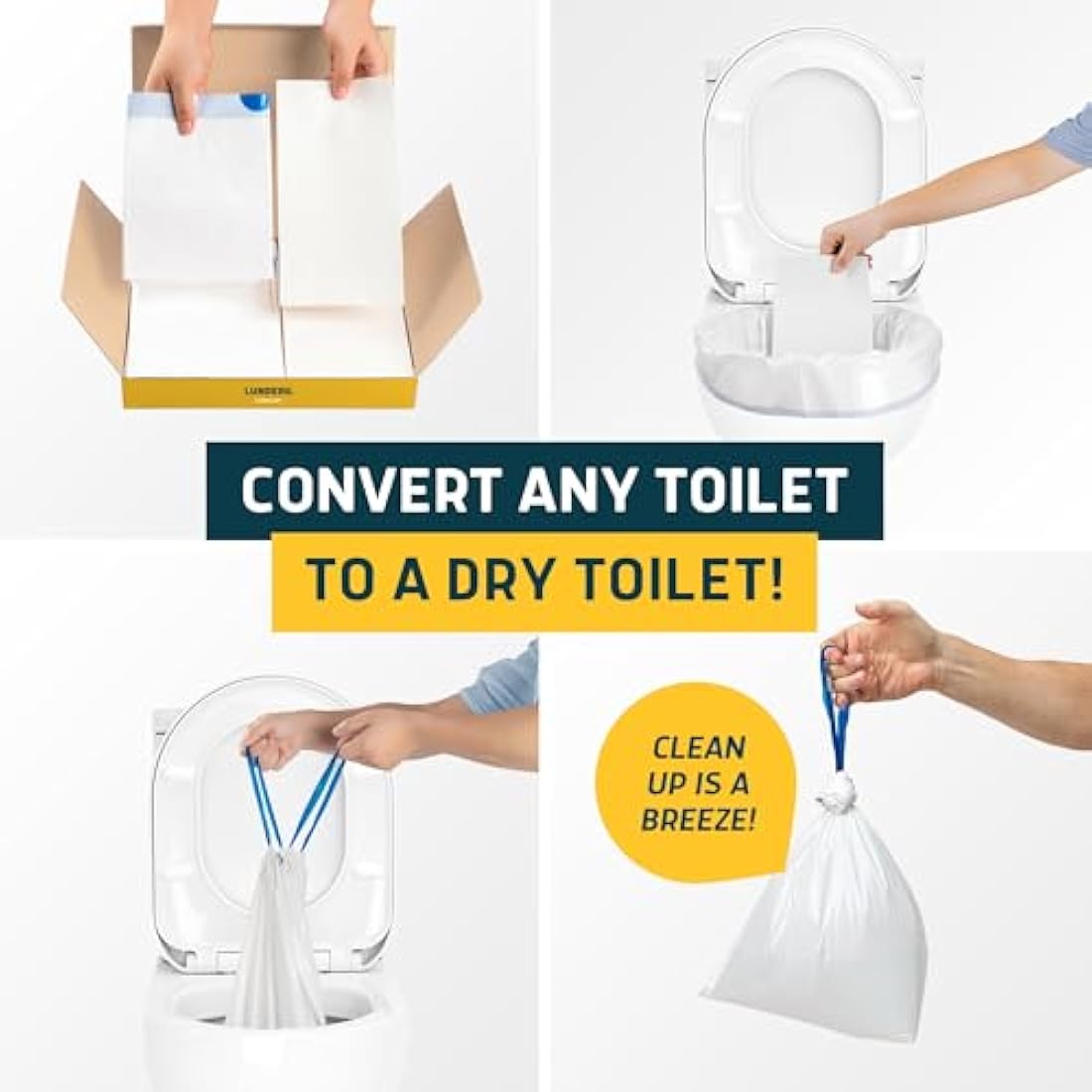 Lunderg Disposable Toilet Liners | 50 Count Lemon Scented Waste Bags