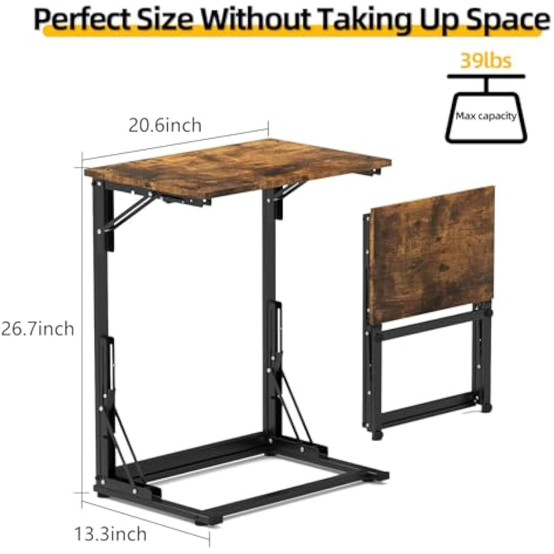 MOXYOY C-Shaped Side Table – Foldable Laptop Desk with Sturdy Steel Frame