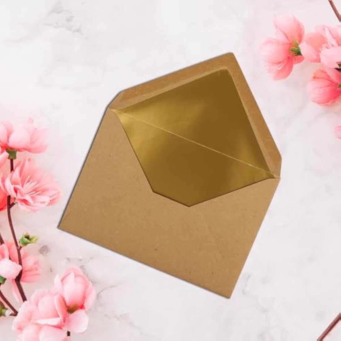 Gustav Neuser C6 Envelopes – Brown Kraft Paper with Gold Metallic Lining