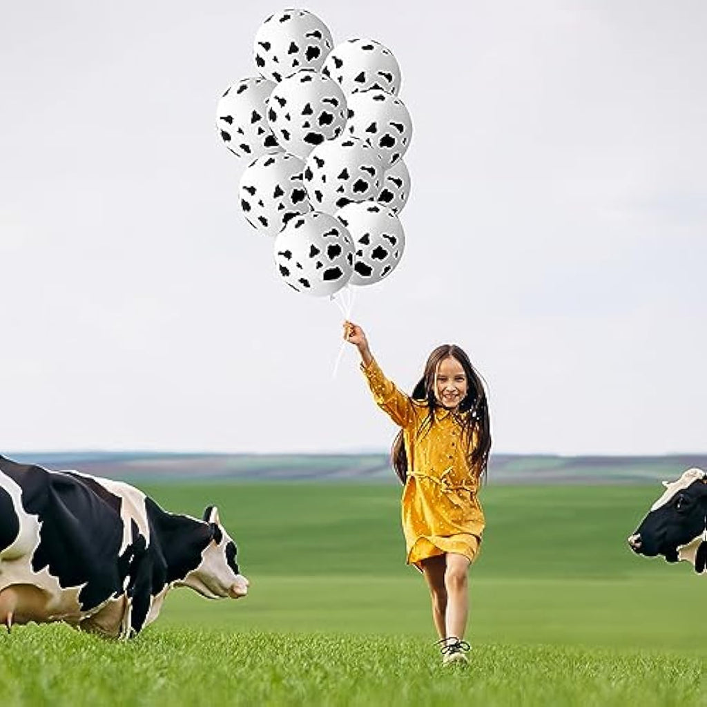 Cow Print Balloons | 30pc Black & White Latex Farm Party Decor