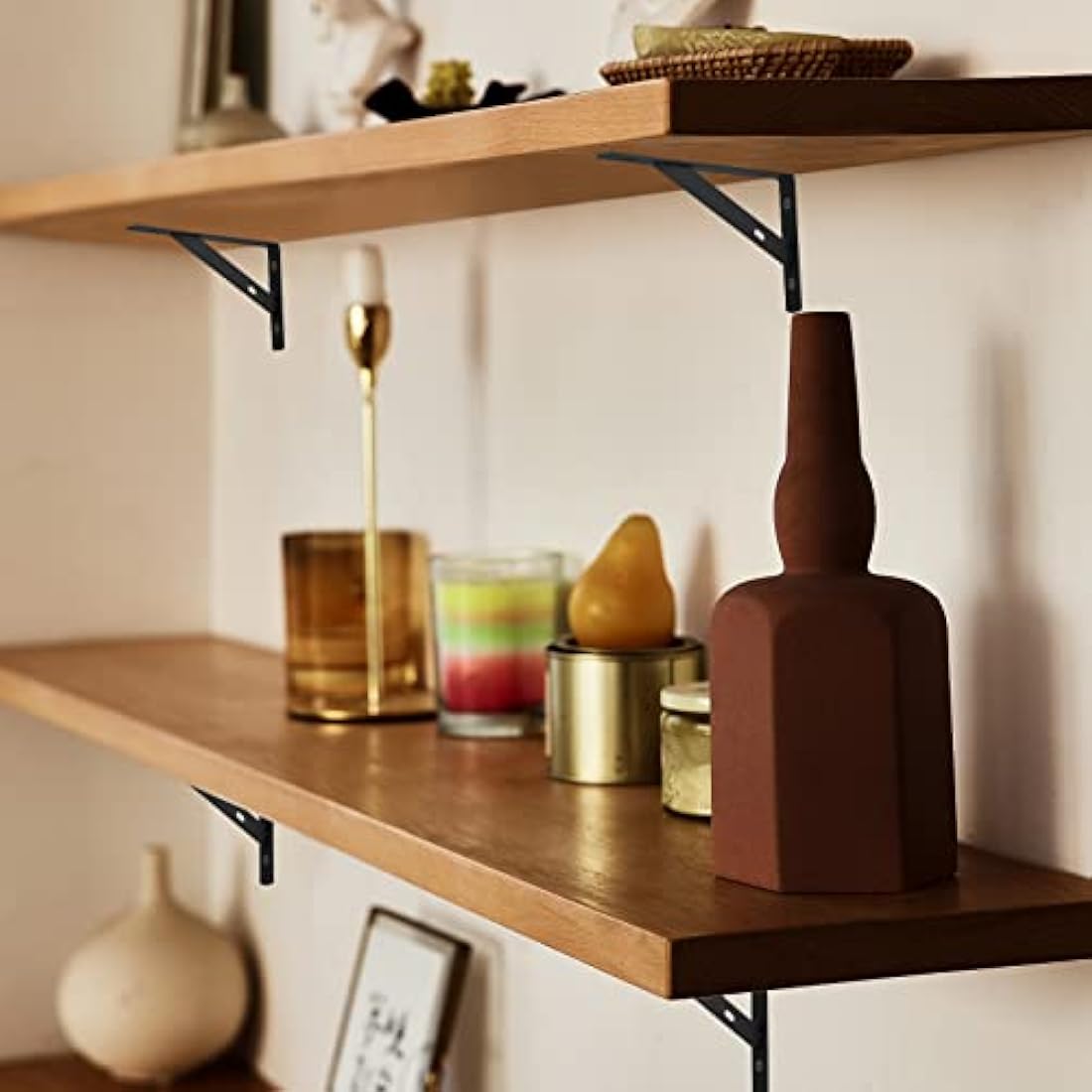 Jolof Store Heavy Duty Iron Shelf Brackets - 8 Pack Triangle Wall Mount