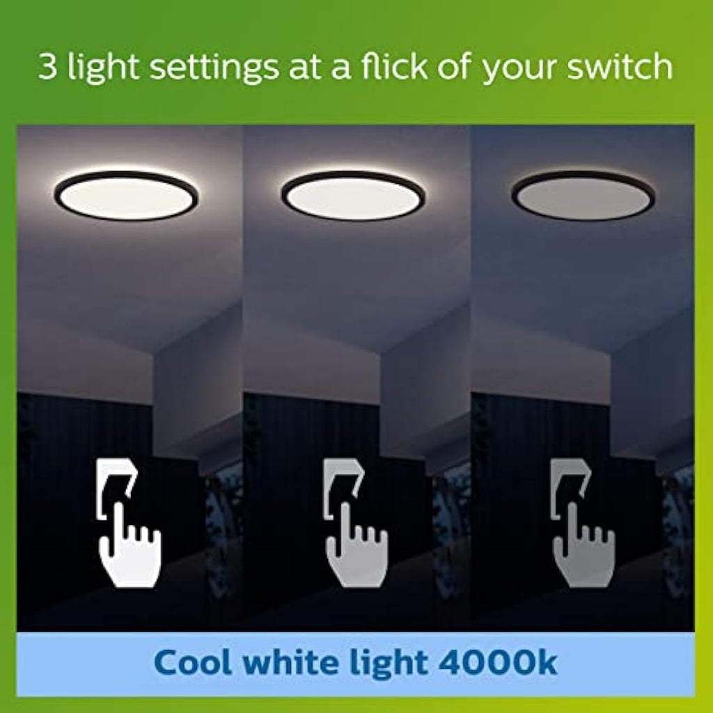 Philips SuperSlim 15W LED Outdoor Ceiling Light – IP54 Black Cool White