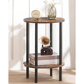 CHOEZON 2-Tier Round Side Table | Industrial Rustic Brown End Table