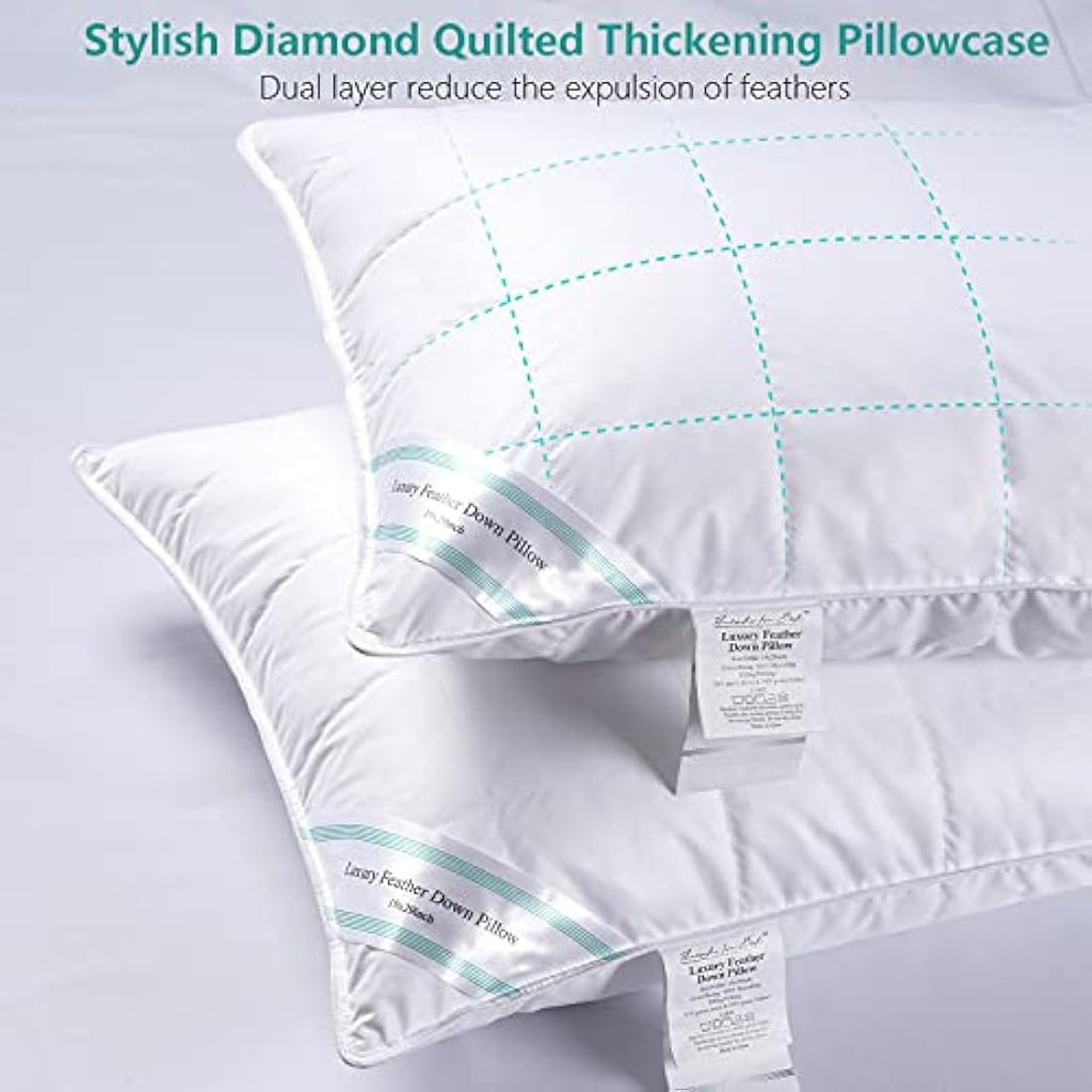 Jolof Store Feather & Down Pillows - Pack of 2 Luxury Medium Soft Support