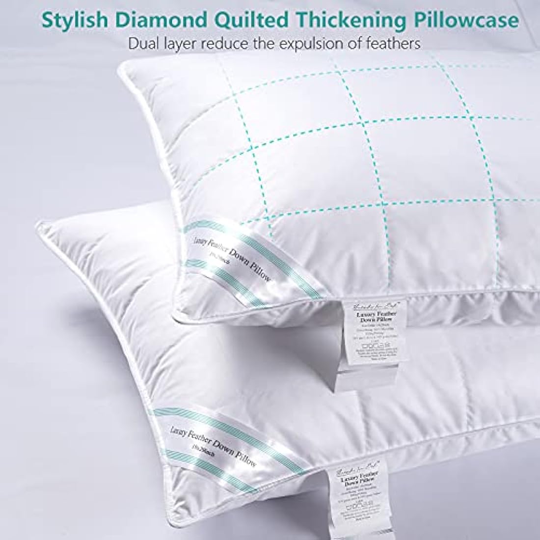 Jolof Store Feather & Down Pillows - Pack of 2 Luxury Medium Soft Support